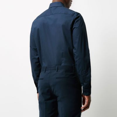 Navy formal slim fit poplin shirt